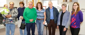 The key people involved with the old Stone Store restoration: builder Joe Fertitta, wife Sue Fertitta, Clarendon Supervisor Dick Moy, Town Historian Melissa Ierlan, President of the Clarendon Historical Society Jim Moore, Chairperson of the Old Stone Store Preservation Committee Erin Anheier and Preservation Planner for the Landmark Society of Western New York Caitlin Meives. 