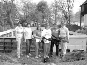 Pam Bradley, on the far right, with the other members of her WB Team Women, on a build site.