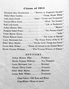 A page from the Graduation Program, 1914.