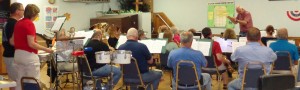 The Hilton Gazebo Band rehearses for its first concert June 18. 