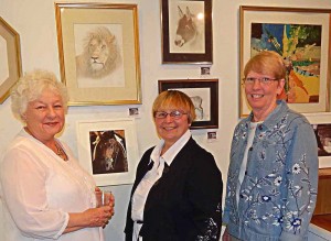 Judy Perkins (left), Lori Skoog, and Lori’s student Tina Eibl, were present at A Different Path Art Gallery this past spring in a retrospective show featuring the work of about 20 of Lori’s students. 
