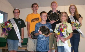 2014 Orleans County 4-H Fair Royalty - Front Row:  Prince Jacques Gregoire and Princess Grace Gregoire; back row: Dutchess Rachel Gregoire, Duke Zachary Moore, King Ian Smith and Queen Jordyn Smith. The fair royalty is chosen by 4-H leaders and fair volunteers for their active participation in 4-H, particularly during fair week.  They will represent 4-H during the coming year at events and parades and the King and Queen attend monthly Fair Board meetings. 