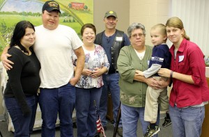 Cody Coopenberg and his family were the honored guests at the Eighth Annual Chili Veterans Celebration. Shown are (l-r) Hannah and Cody Coopenberg, Sherry and David Hagmier, and Pam, Landon and Kelly Coopenberg. Photograph by G. Griffee.