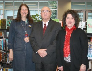 Library support recognized  - From left, Lisa Osur, Robert D’Angelo and Julie Bader in the MS/HS Library. D’Angelo’s efforts to improve library facilities in the Holley School District have been recognized by a state association.
