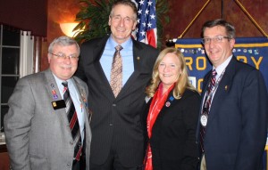 Shown, (l to r) Rotary District Governor for 7120 Scott MacDonell, Bob Duffy, Vivian MacDonell, Doug Spencer. Provided photo