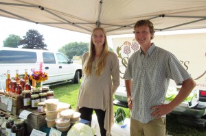 Hannah and Dan Stewart of Stewart’s Family Farm & CSA offer fruits and veggies as well as maple products, goat’s milk soap and wool at their North Chili Farmer’s Market booth. K Gabalski photo