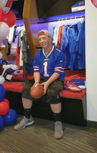 Anthony Calaci is surprised with his personal locker full of Buffalo Bills swag. Provided photo
