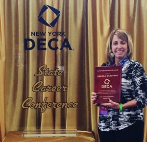 Spencerport High School business teacher and DECA advisor Melissa Garofalo received the Outstanding Service Award from New York DECA. Provided photo