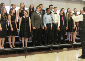  Select High School choir members, the Singing Silhouettes, put the audience “In the Mood.” Provided photo