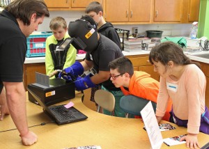 Fifth- and sixth-graders learned about the role of crystals in photonics and solar panels from SUNY Polytechnic’s Ian Cooper. Provided photo