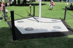 The base of the new Memorial at Hillside Cemetery in Clarendon includes five granite inlays with insignia of all branches of the U.S. Military. K. Gabalski photo