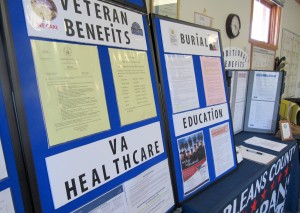 Orleans County Veterans Service Agency Director Earl Schmidt hosted an open house at the Agency’s office in Albion June 27. The event helped to inform veterans about their benefits and services provided by the Agency. Schmidt said newly acquired educational materials like those shown in the photo will help him to reach out to veterans at events outside the office including the Orleans County 4-H Fair in July. K. Gablski photo