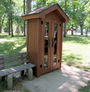  The recently installed “Library in the Woods” is a quiet, shaded spot for community residents to sit, eat and read. The Village of Bergen continues to work on improvements to its parks. K. Gabalski photo