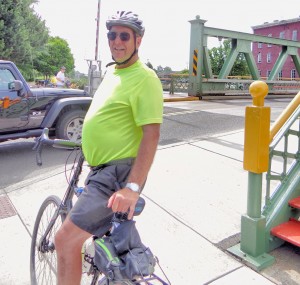 Toby G. from South Carolina participating in “Cycle The Area” Erie Canal Event at the Main Street Bridge in Brockport.