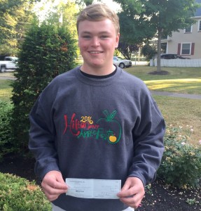 Ben Rockafellow in the logo embroidered  sweatshirt, along with an award of $100 provided by the Hilton Apple Fest board of directors. Provided photo