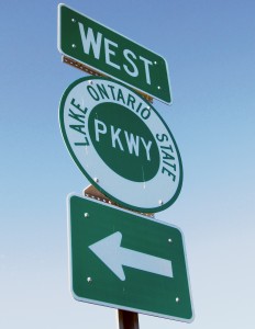  Lake Ontario State Parkway sign at the Route 237 on-ramp in Kendall. K. Gabalski photo