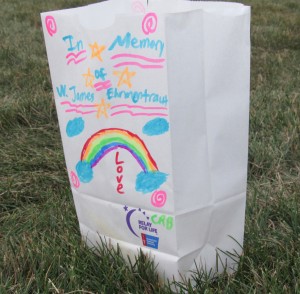 A close-up of one of the luminary bags. K. Gabalski photo