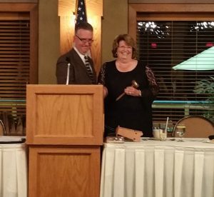 Mayor Nancy Steedman being presented the gavel by outgoing President, Brent Bodine from the Village of Penn Yan. Provided photo