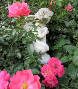 Roses and statuary are two common elements in a romance garden. K. Gabalski photo