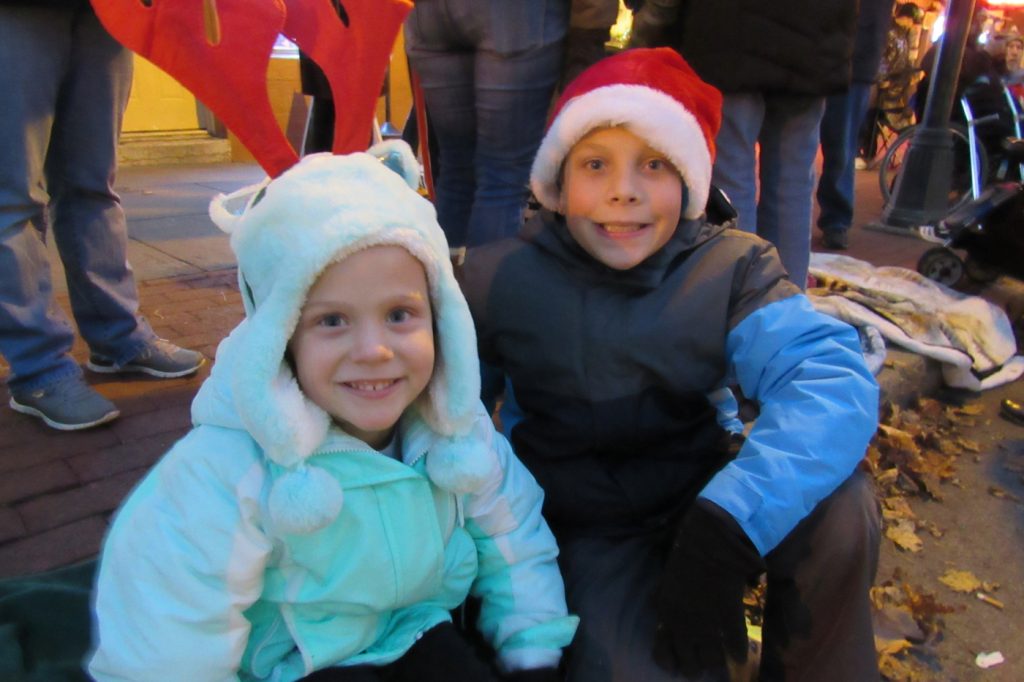 Maddy and Nathan Dambra of Brockport were dressed in proper attire to watch the 2016 Holiday Lights Spectacular Parade Sunday evening, December 4. K. Gabalski photo
