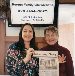 When Bergen Chiropractic first opened in 1997, Suburban News put a photo and story of them on the front page, and for an entire decade they would have new patients say they heard about them from the article. Here, Dr. Amy Mercovich and Dr. Pat Swapceinski hold up the original news article from 1997. Provided photo