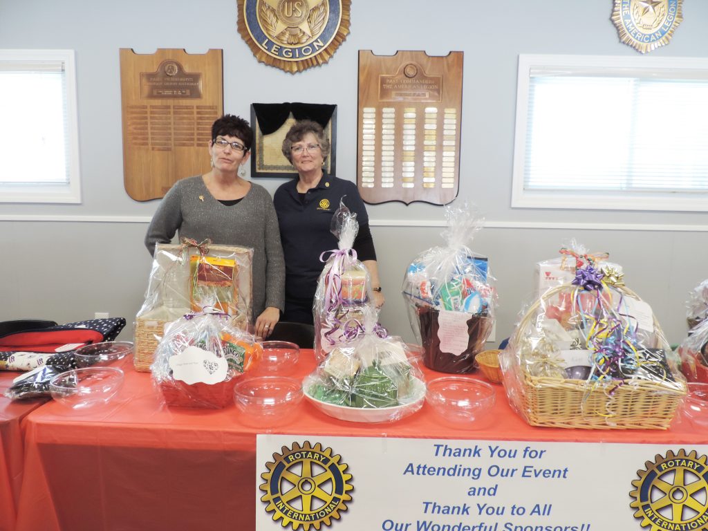Michele Mihalitsas (left) who made numerous baskets for the silent auction stands with Club President Kathy Magin. Provided photo 