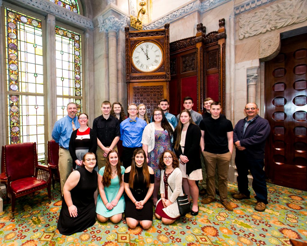 Humanities students on the floor of the Senate. Provided photo