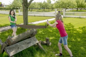 Youngsters can try out the two-man - or, two-girl - saw during Kids-Get-in-Free Week at Genesee Country Village & Museum. Provided photo 