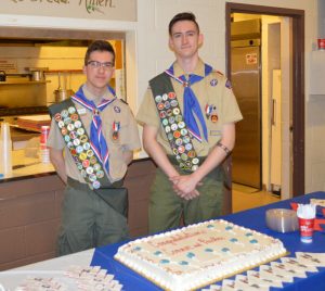 Parker Story (left) and Connor Sargent of Boy Scout Troop 90 earned Eagle Scout merit. Provided photo