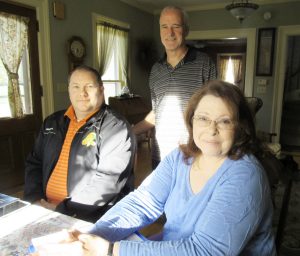 Kris Bonczyk, Carol Hannan and Kevin McCarthy (standing) are running for the Brockport Village Board on the Blue Collar Brockport party line. K. Gabalski photo
