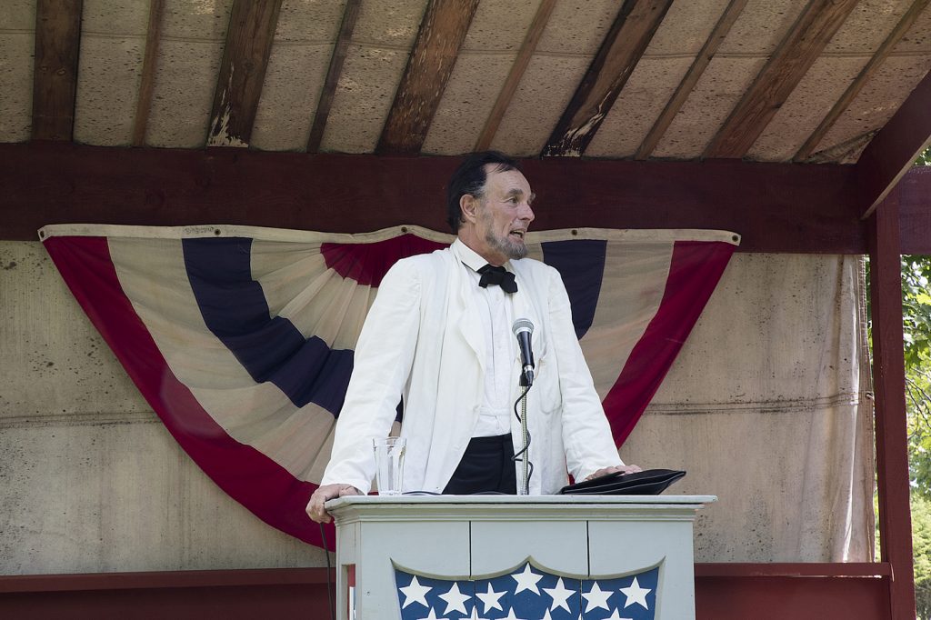 Lincoln impersonator Fritz Klein addresses the troops at Genesee Country Village & Museum during the Civil War Reenactment & Encampment. Provided photo