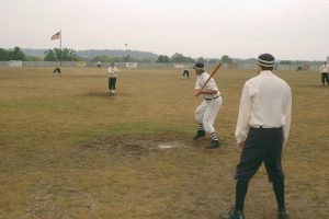 Players in vintage uniforms play baseball in Genesee Country Village & Museum’s three-day National Silver Ball Tournament as it was played 150 years ago. Provided photo