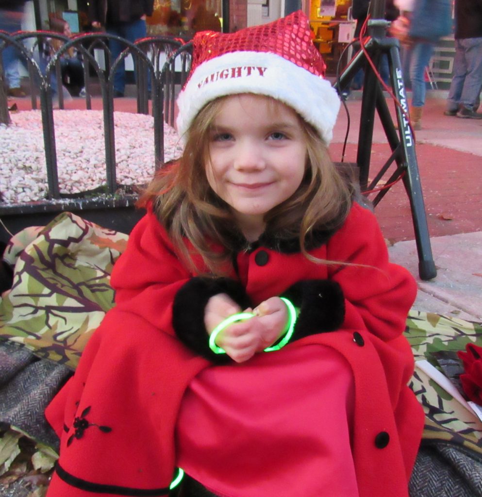 Adelynn Stone of Brockport waits patiently December 3 for the 2017 Holiday Light Spectacular Parade to begin. K. Gabalski photo