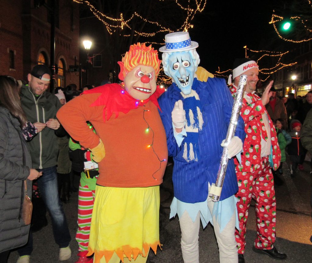 Heat Miser and Snow Miser from Santa’s float mingled with the crowd following the parade. K. Gabalski photo