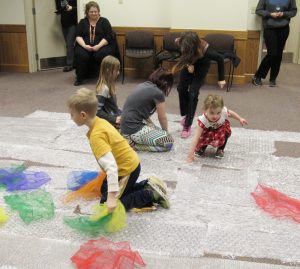 Participants in the first Bubble Wrap Dance Party at Seymour Library in Brockport enjoyed making some noise January 29.
