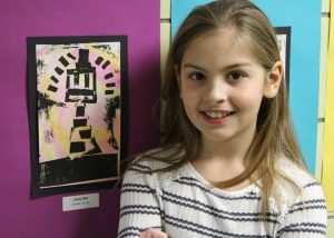 Chestnut Ridge School teacher Ariana D’Angelo introduced her fourth-grade students, like artist Avery Aloi, to printmaking. 