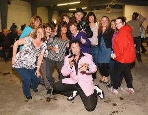 Dick with Linda’s friends from Jazzercize. Terry Buchwald as Elvis. Photo by Kathryn Dishong 