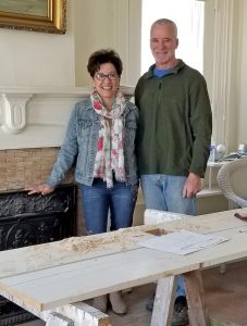 Valerie Ciciotti and Kevin McCarthy stand in a first-floor room of the 1851 building which they are renovating to become a Bed & Breakfast. The room will be returned to its original purpose as a sitting room. Photo by Dianne Hickerson