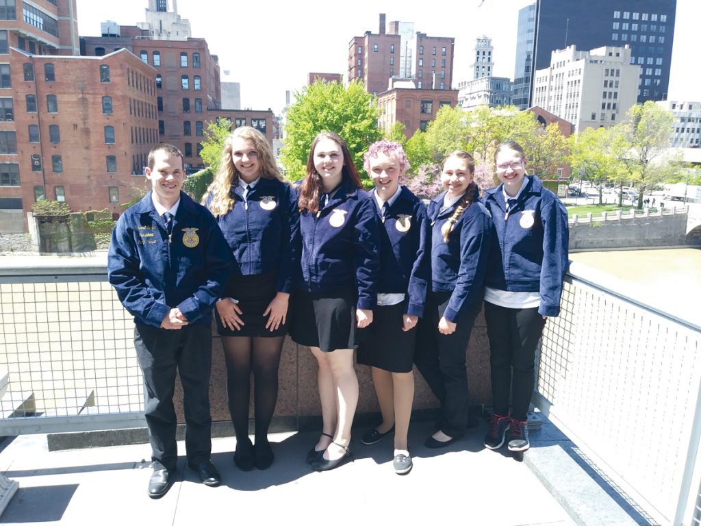 Byron-Bergen’s FFA members at May’s NYS FFA Convention in Rochester. (l-r) Garrett Sando, Jacey Donahue, Isabelle Stevens, Rachel Best, Madelynn Pimm and Hallie Calhoun. Provided photo