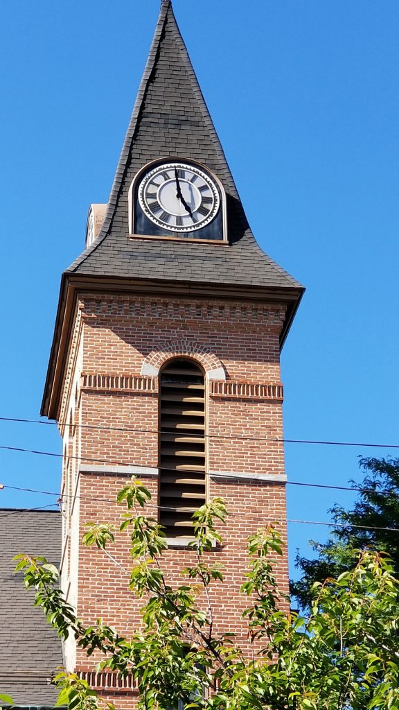 The clock was officially started at 4:55 p.m. and, at exactly 5 p.m., it’s chime rang for the first time in two years.