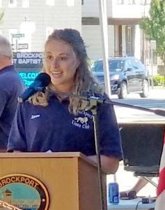 Aimee Gonzalez spoke on behalf of the Lions Club, which organized the fund raiser to restore the clock.