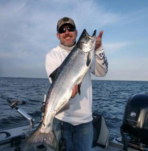 Mike Erdt of Williamsville, NY with a beautiful Lake Ontario king salmon taken this summer. Whether it be kings on Lake Ontario or walleyes on Lake Erie, Mike takes advantage of the record fish producing year both of these great fisheries are having in 2018. Provided photo