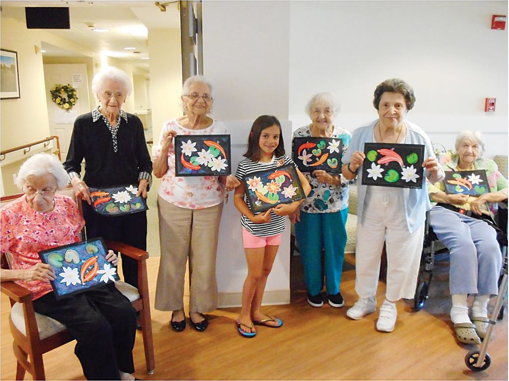 Pictured here with their completed artwork are Evelyn Gravina, Florence Francione, Berta Desormeau, Madison Major, Jane Wargo, Mary Masceri and Joyce Hinshaw. Provided photo 