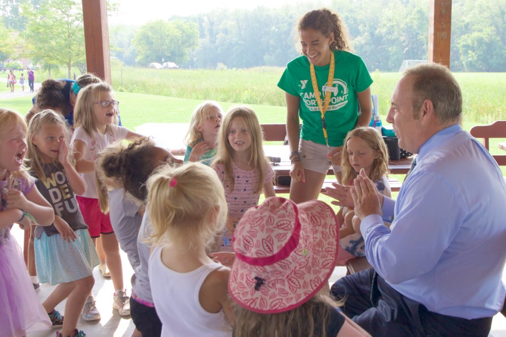 Senator Robach with some of the young campers. 