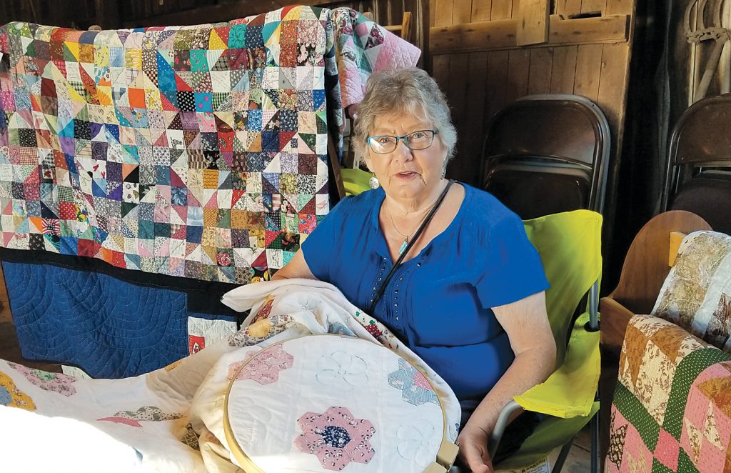 Mary Eunice Weinkauf demonstrated her quilting skills.