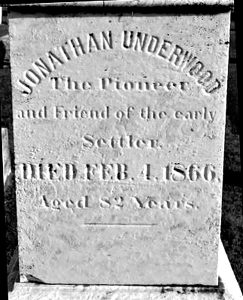 Jonathan Underwood’s gravestone in Parma Union Cemetery.  