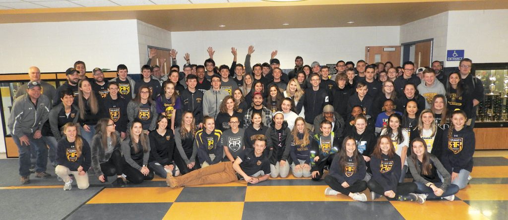 Spencerport’s Team 3015 consists of over 70 students, two high school technology teachers and 15 adult mentors from industry. Photo by Karen Fien