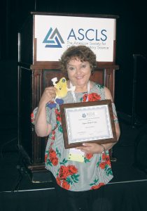 Churchville’s Dyan Monte Verde, MS, MT(ASCP) received the 2018 ASCLS Scientific Assembly Award for Chemistry/Urinalysis. 
