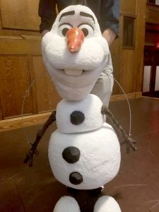 The Broadway-style animatronic Olaf puppet created for this show.