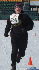 Jacob Booher-Babcock in the Snowshoeing 200M preliminary race.